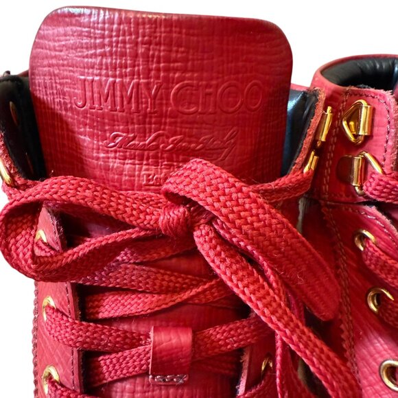Jimmy Choo $985 Red Argyle Leather High-Top Designer Shoes Men\'s size 42/US 9 main image 13